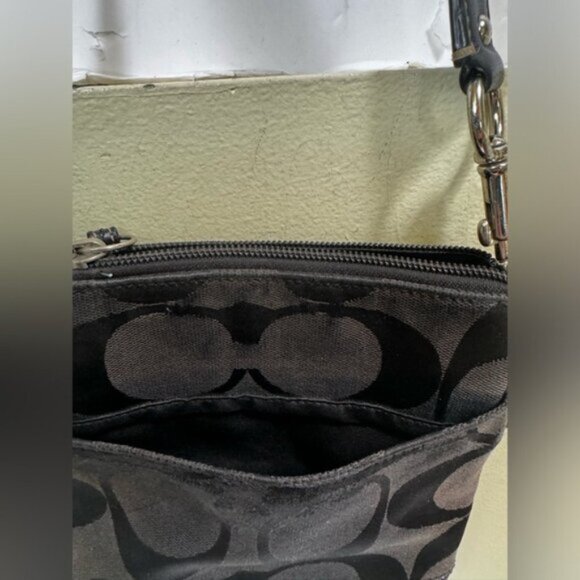 Coach Signature CC Crossbody Shoulder Bag Pocket Metallic Canvas Zip Minimalist - Picture 7 of 16